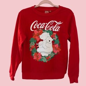 Coca-Cola Holiday Polar Bear Christmas Sweatshirt Red XS